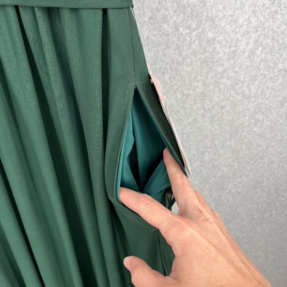 Birdy Grey Jan Dress Size M Emerald Green Low Back Bridesmaid Formal Pockets NEW - Picture 3 of 14